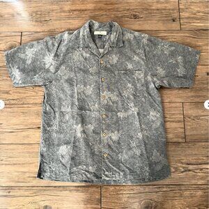 Tommy Bahama Silk Camp Shirt Gray Floral Small
